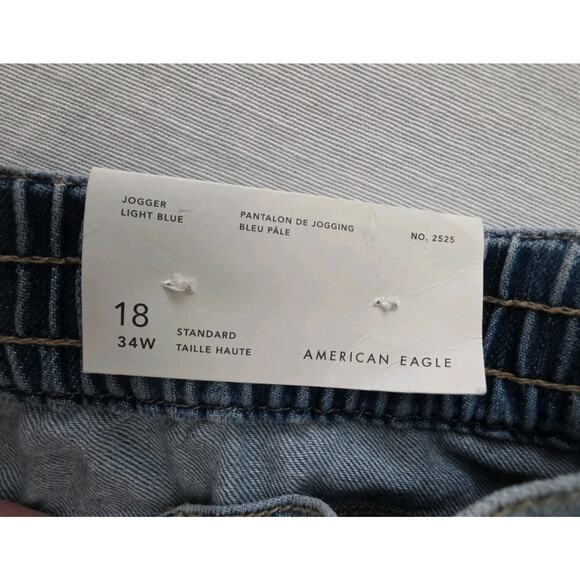 American Eagle Denim Jogger High Rise Light Denim Jeans Size 18 Plus Cargo NEW - Picture 7 of 14